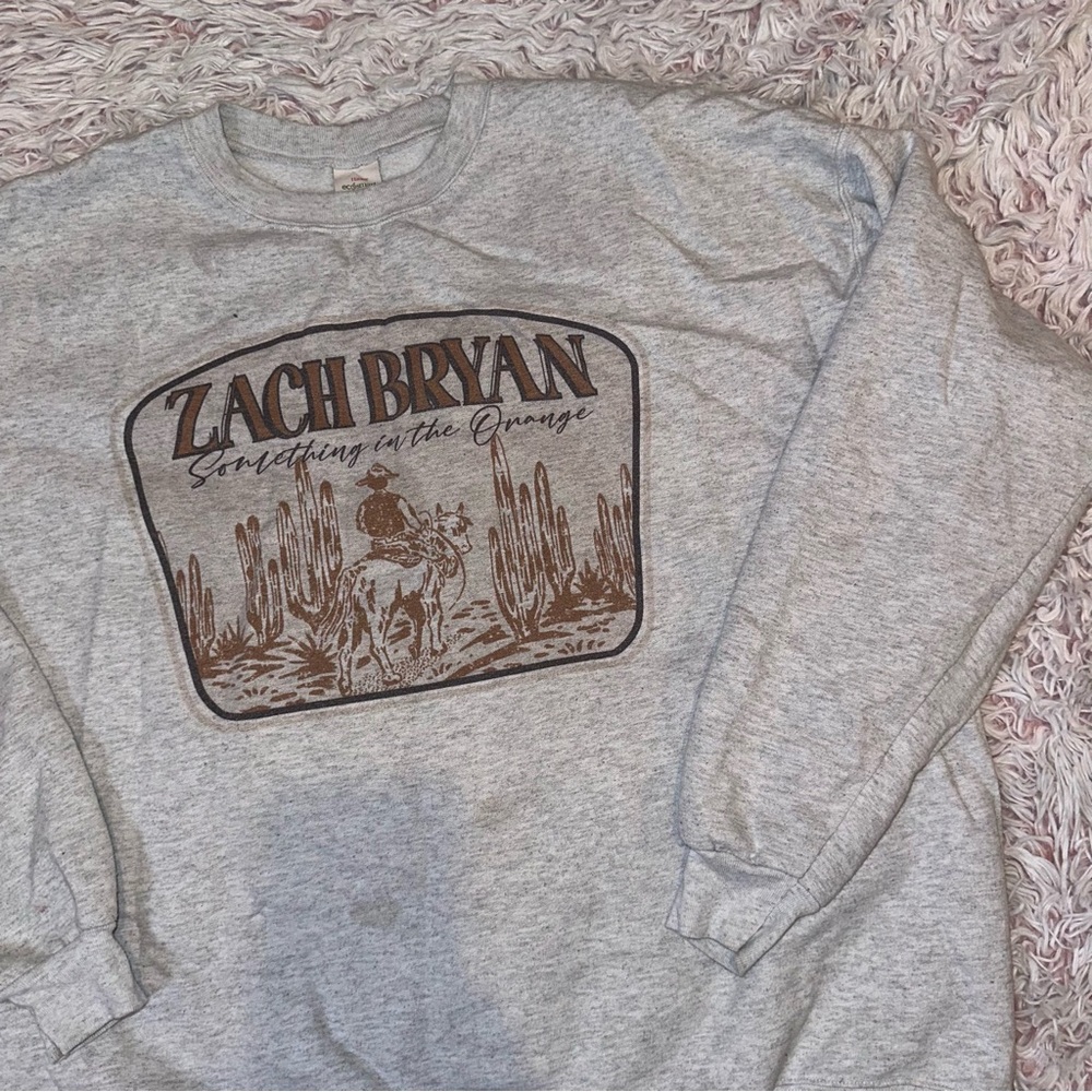 Zach Bryan Something In The Orange Gray Graphic Sweatshirt